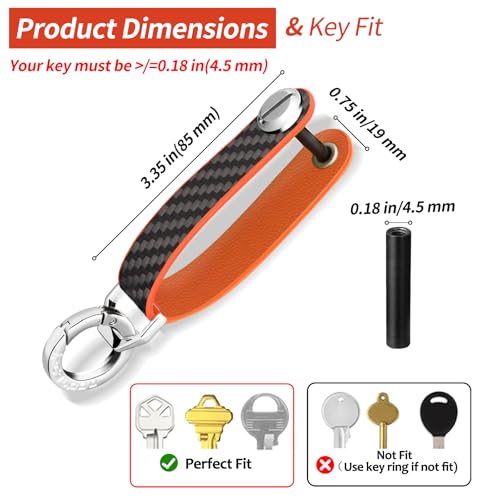 T-carbon Carbon Fiber Key Organizer, Compact Key Holder, Silent Keychain, Expandable Key Case Holds Up to 8 Keys - color: Orange