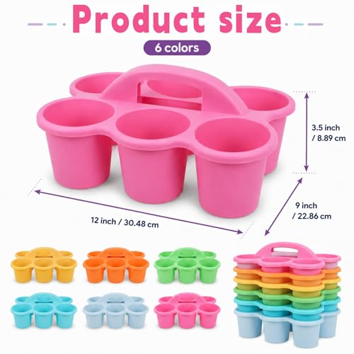 6 Pack Classroom Caddy With Handle for School Supplies, Pastel - color: Pastel