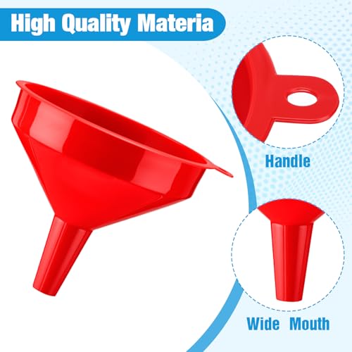 Honeydak 18 Pcs Plastic Funnels Wide Mouth Long Spout, Red - color: Red