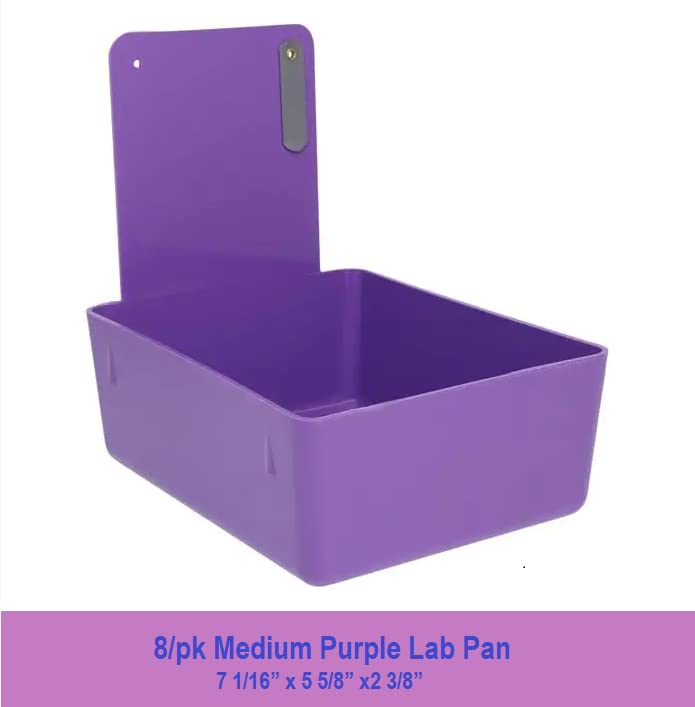8/Pk Medium Medical Pro Lab Pan Dental Working Lab Pan Plastic with Stainless Steel Clip (Purple) - color: Purple