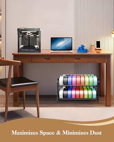 3D Printer Filament Storage Rack with Wheels, Rolling Cart, 40+ Spool Shelf - color: Large