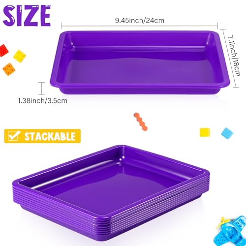 Maitys 24 Pcs Plastic Art Tray 11x8.7x1 Inch Activity Craft Tray,Purple - color: Purple