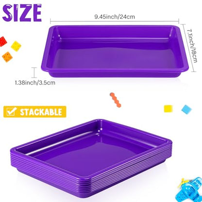 Maitys 24 Pcs Plastic Art Tray 11x8.7x1 Inch Activity Craft Tray,Purple - color: Purple