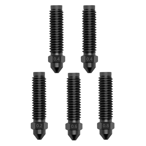 Hardened Steel Nozzle Kit for Elegoo Centauri Carbon - 5PCS Hotend Nozzles (0.2, 0.4, 0.6, 0.8mm) - High Temperature & Abrasion Resistant Nozzle Set for Centauri 3D Printer Accessories & Parts - style: Hardened Steel Muilt Size Nozzle