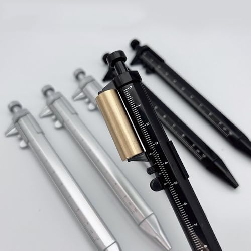 (4 pcs) novelty writing pen with vernier calipers, vernier caliper measuring tool Pen for student writing drawing measurement retractable, student office mapping ballpoint pen