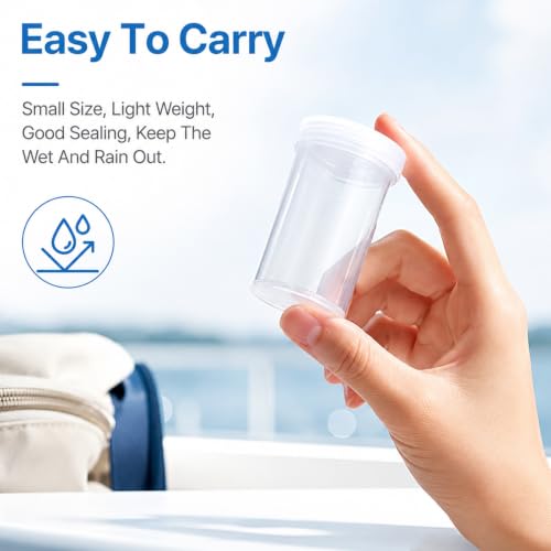 Chsoejuf 12PCS Film Canisters with Caps 35mm Clear Plastic Storage 2x1.3in