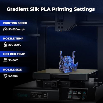 AMOLEN Silk PLA 3D Printer Filament, Dual Color Black Blue PLA 1.75mm, Shiny Color Change Filament 3D Printing PLA Filament for Most FDM 3D Printer, 1kg Spool(2.2lbs) - color: Black/Blue