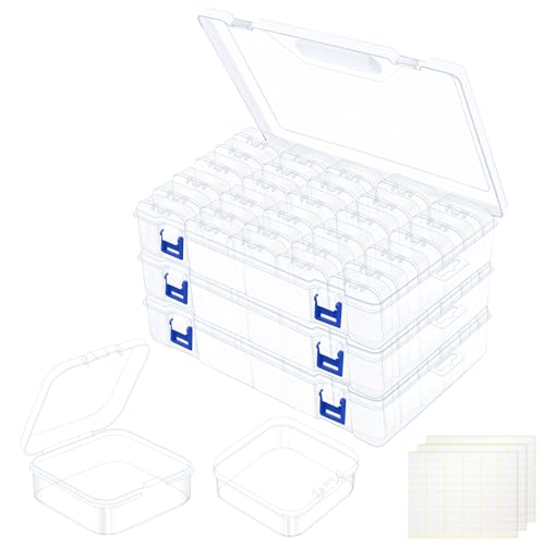 138 PCS Bead Organizer Box, Plastic Bead Storage Containers, Clear Beads Case Storage Organizer for Jewelry Making Small Craft Diamond Art Accessories - color: 3 Pack (138 PCS)