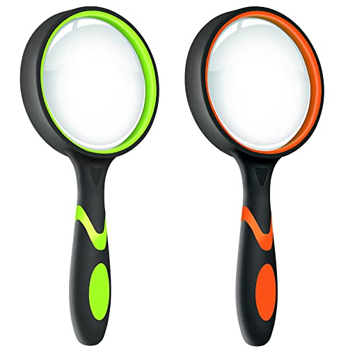 Leffis 2 Pack 10X Magnifying Glass for Seniors & Kids - color: 2 Pack(green/Orange)