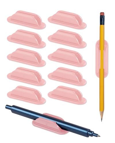 Tiizze Silicone Adhesive Pencil Holders for Classroom & Desk, 10 Pack, Pink - color: PINK