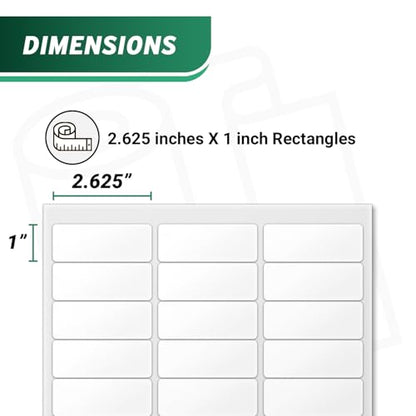 Blank Rectangle Labels, White, 2.625" x 1" - size: 2.625" x 1"