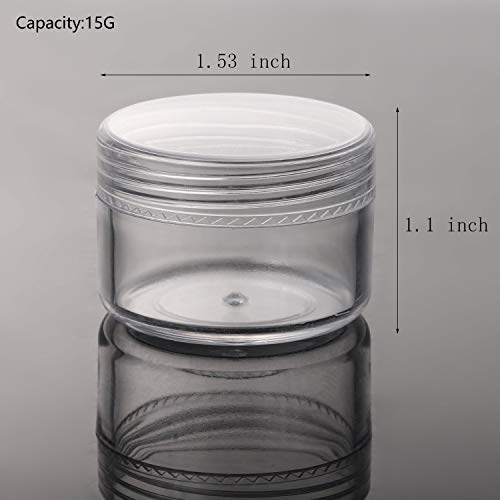 100 Count Refillable Sample Containers with Lids Cosmetic Jars 15 Gram Empty Cream Jars Leak Proof Makeup Containers for Traveling - Clear - color: Clear, size: 15g (100 Count)