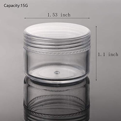 100 Count Refillable Sample Containers with Lids Cosmetic Jars 15 Gram Empty Cream Jars Leak Proof Makeup Containers for Traveling - Clear - color: Clear, size: 15g (100 Count)