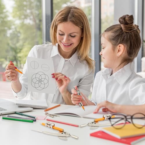 SAYAYA 32 Pieces Compass for Geometry with Pencil, Metal Geometry Drawing Tool 6 Inch Silver Compass for Math Student Classroom School Office Woodworking Art Drawing - color: 32 Pack