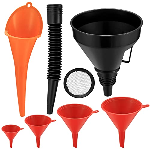 6 Pcs Automotive Funnels Set, Wide Mouth Fuel Funnels,Automotive Oil Funnel