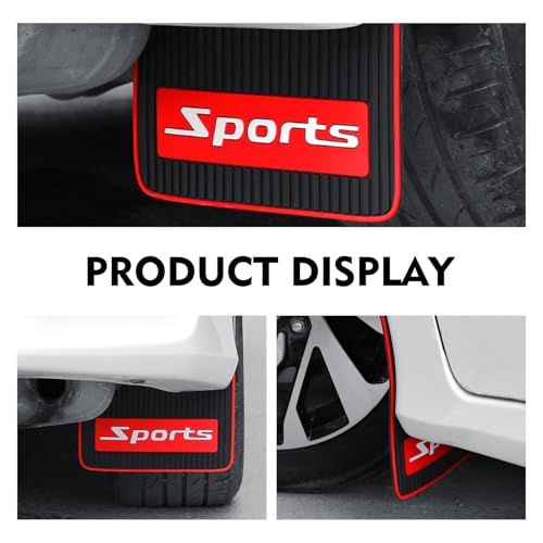2 PCS Car Mud Flaps, 9.06" x 10.63" Soft Rubber Wheel Fender Splash Guard, Non-Collision Front and Rear Splash Mudguard, Universal for Most Cars SUVs Trucks (Sports) - color: Red & Black