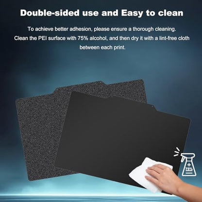 230x150mm Black Build Plate for Creator Pro 2/Qidi X-Pro/Qidi Tech/Dreamer/Inventor, Double Sided Textured PEI+Smooth PEI Flexible Spring Steel Platform Heated Printing Bed for 3D Printer - size: 230x150mm