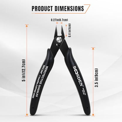 BOOSDEN 2 Pack Small Micro Wire Cutters Flush Cutter Pliers 5-Inch - color: Micro - 2 Pack