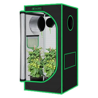 2x2 Green Hut Grow Tent 24"x24"x48" 600D Mylar Hydroponic Grow Tents - size: 24"x24"x48"