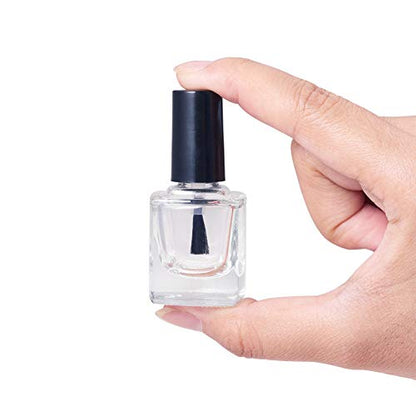 BENECREAT 12PCS 10ml Empty Nail Polish Bottles Transparent Glass Nail Varnish Bottles with Brushes, 5PCS Funnel Hopper - size: 10ml