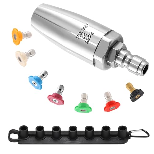 Tool Daily Turbo Nozzle Pressure Washer 360° Rotating, 7 Tips with Holder