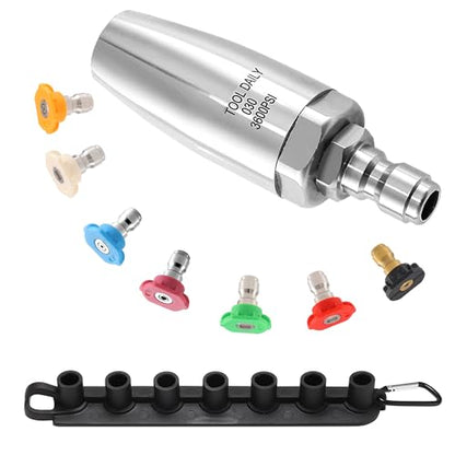 Tool Daily Turbo Nozzle Pressure Washer 360° Rotating, 7 Tips with Holder