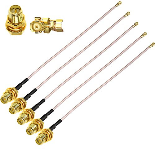 TUOLNK 5PCS RG178 U.FL IPX to RP-SMA Female Pigtail Coax Cable, Low Loss SMA IPX-1 Extension Antenna Coax Cable for Antenna, LAN Devices, Video, Mini PCI 6inch(15cm) - size: 6inch