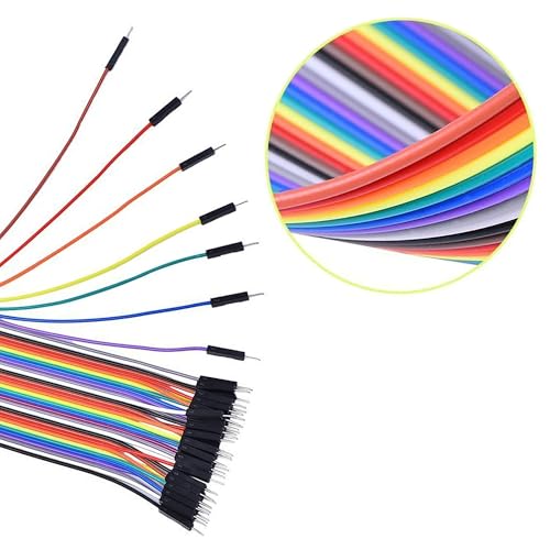 40pcs 10cm Dupont Wire Male to Male 40pin Breadboard Jumper Wires Multi-Color Ribbon Cable Line Connector - size: 40pin(M/M)