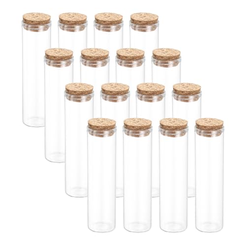 PATIKIL 55ml Glass Test Tubes with Caps Cork Stopper, 16 Pcs, 30x110MM - size: 55ml