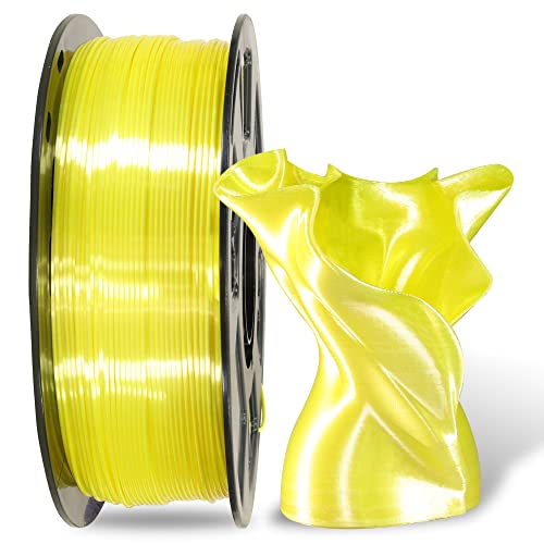Silk Yellow Shiny PLA 3D Printing Filament, 1KG 2.2Lbs 1.75mm 3D Print Material with High Diameter Accuracy, Neatly Wound Silk PLA Widely Support for FDM 3D Printers by MIKA3D - color: Silk-yellow