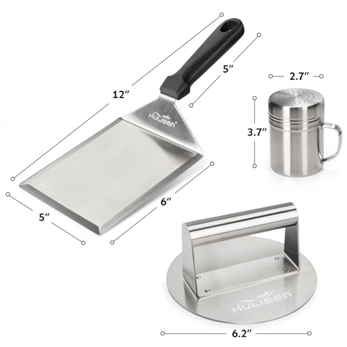 HULISEN Smashed Burger Kit, Stainless Steel Burger Press & Grill Spatula