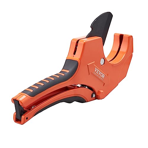 VEVOR PVC Pipe Cutter, Up to 2-1/2" O.D. Ratchet Pipe Cutter Heavy Duty, Professional Tube Cutting Tool with SK5 Steel Blade & Ergonomic Handle, Uses for PVC, CPVC, PP-R, PEX, PE, Rubber Hose - size: 2-1/2" O.D.
