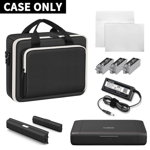 Wireless Mobile Printer Case Compatible with Canon PIXMA TR150/ iP110 Printers, Potable Travel Storage Bag Fit for Printer Charger, Ink Cartridges, Batteries and Accessories (Box Only) -Black - color: Black