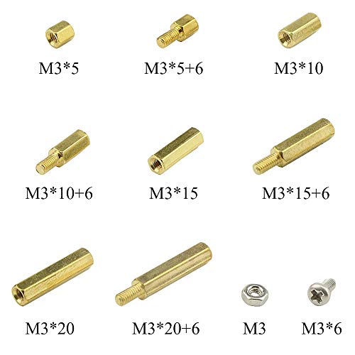 240Pcs M3 Brass Male-Female Hex Brass Spacer Standoff Screw Nut Assortment Kit and Stainless Steel Screw Nut Set