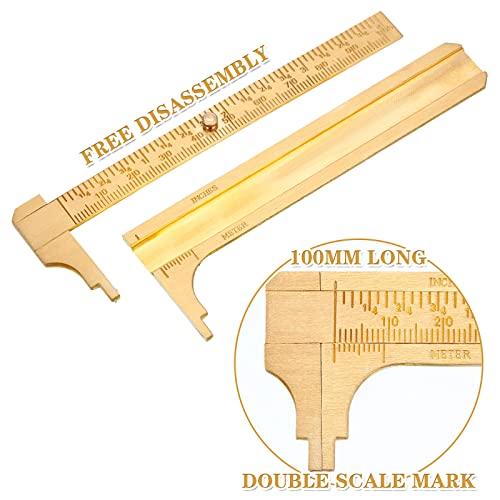 Konohan 2 Pcs Brass Pocket Caliper Double Scale Mini Tool for Jewelry