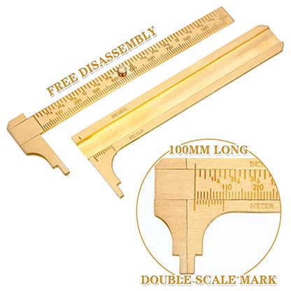 Konohan 2 Pcs Brass Pocket Caliper Double Scale Mini Tool for Jewelry