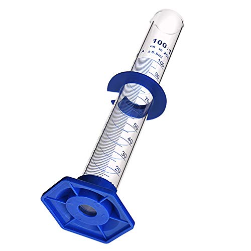 Thick Glass Graduated Cylinder Measuring Liquid Lab Cylinders with Anti-Falling Plastic Base and Bumper Guards and Cylinder Brush (Glass, 100ML) - size: 100ML