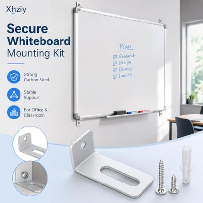 12 Sets White Board Hanging Kit with L-Shaped Mounting Brackets