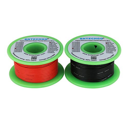 BNTECHGO 24 AWG Silicone Wire Red Black 50ft Stranded Tinned Copper Wire - size: 24 Gauge, 50ft per color