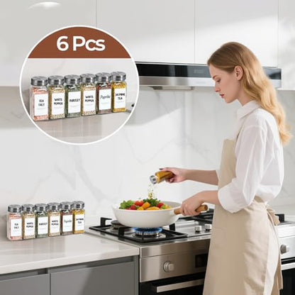 ComSaf Glass Spice Jars with Shaker Lids 4 oz 6 Pack Square - size: 4 fl oz x 6 - Shaker Lids