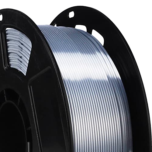 1.75mm Silk Pearlescent Metal Silver Shiny PLA Filament, 1kg 3D Printing Material Widely Support for FDM 3D Printer, Pack with Extra Filament Sample by BBLIFE - color: Silver