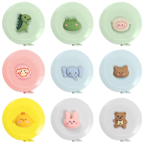 ELANE Tape Measure Package Includes 9 Cartoon Cute Mini Tape Measures for Body, Sewing, Cutting, Weight Loss Measurement(Colorful-Animal) - color: Colorful-animal