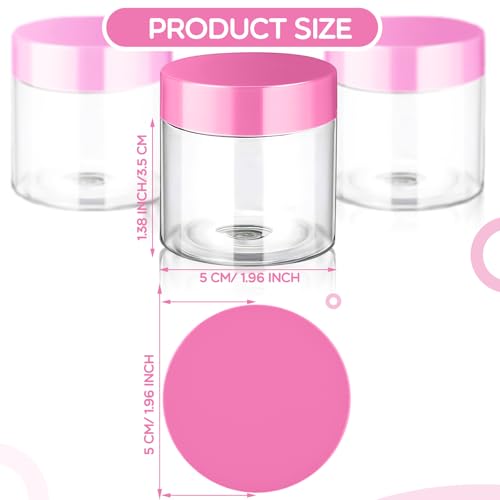 SATINIOR 100 Pcs Plastic Jars with Lids Small Containers Lids Wide Mouth Small Plastic Containers for Lotion Cream Rhinestones Body Butters Travel Storage(2 oz,Pink) - color: Pink, size: 2 oz