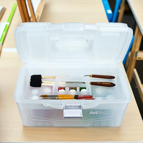ArtBin Twin Top 17-Inch Craft Supply Box with Handle, Translucent