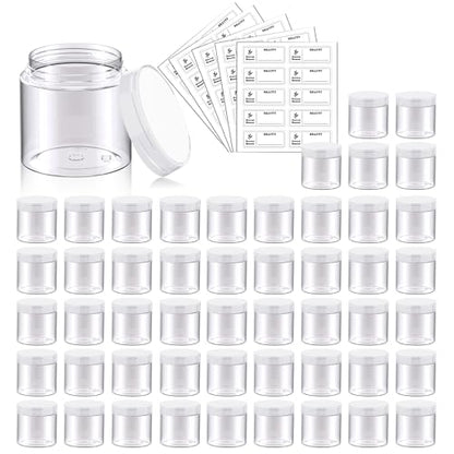 Eternal Moment 50 Pack 2 OZ Plastic Jars Clear Cosmetic Container with Lids - color: Clear Lid, size: 2 Ounce