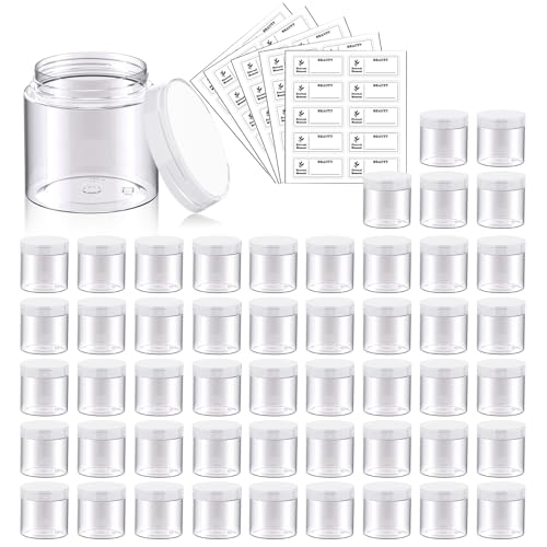 Eternal Moment 50 Pack 2 OZ Plastic Jars Clear Cosmetic Container with Lids - color: Clear Lid, size: 2 Ounce