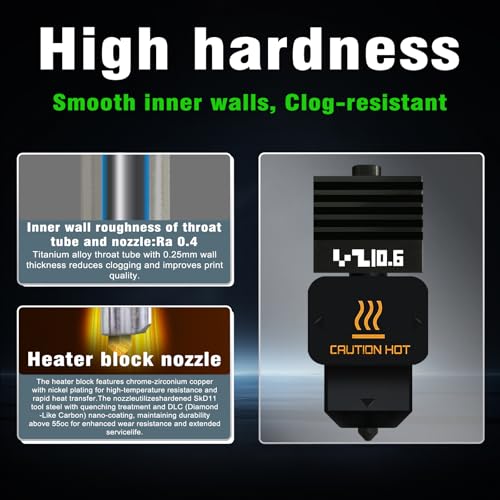 Upgraded 2Pcs 0.6mm X2D/H2C/H2D/H2S/P2S Hotend Kit, High Temp Quick Swap Hardened Steel Nozzle Replacement for Bambu Lab X2D/P2S/H2 Series 3D Printer, Bamboo Extruder Parts with 4 Silicone Sock - size: 3 PK 0.6MM