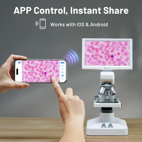 TOMLOV DM301 Pro Microscope for Kids Adults Students, 7" Screen Science Kit - color: White
