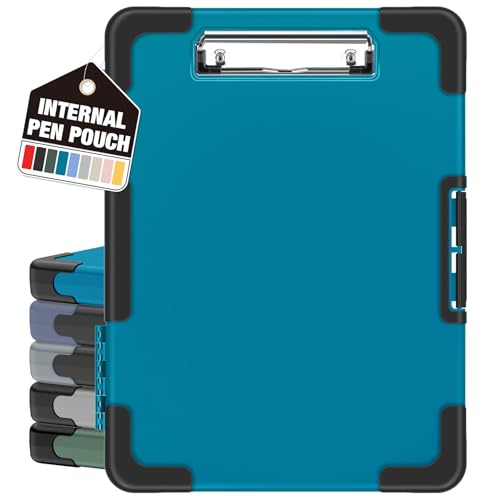 Sooez Toughest Clipboard with Storage, Clip Boards 8.5x11 with Pen Pouch - color: Grey Blue