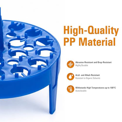 Plastic Round Floating Tube Rack, 8-Well Water Bath Plate, Tube Bracket with Leg for 1.5ml Microcentrifuge Tube, Blue, 1 Pcs - size: 8-Well